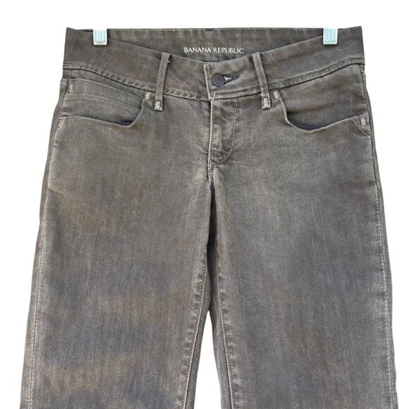 Banana Republic Gray Jeans Women’s Size 2 Classic Straight Leg Distressed Hem - Picture 3 of 9